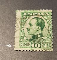 Spanien 1930 dezentriert und strich am rand  briefmarke