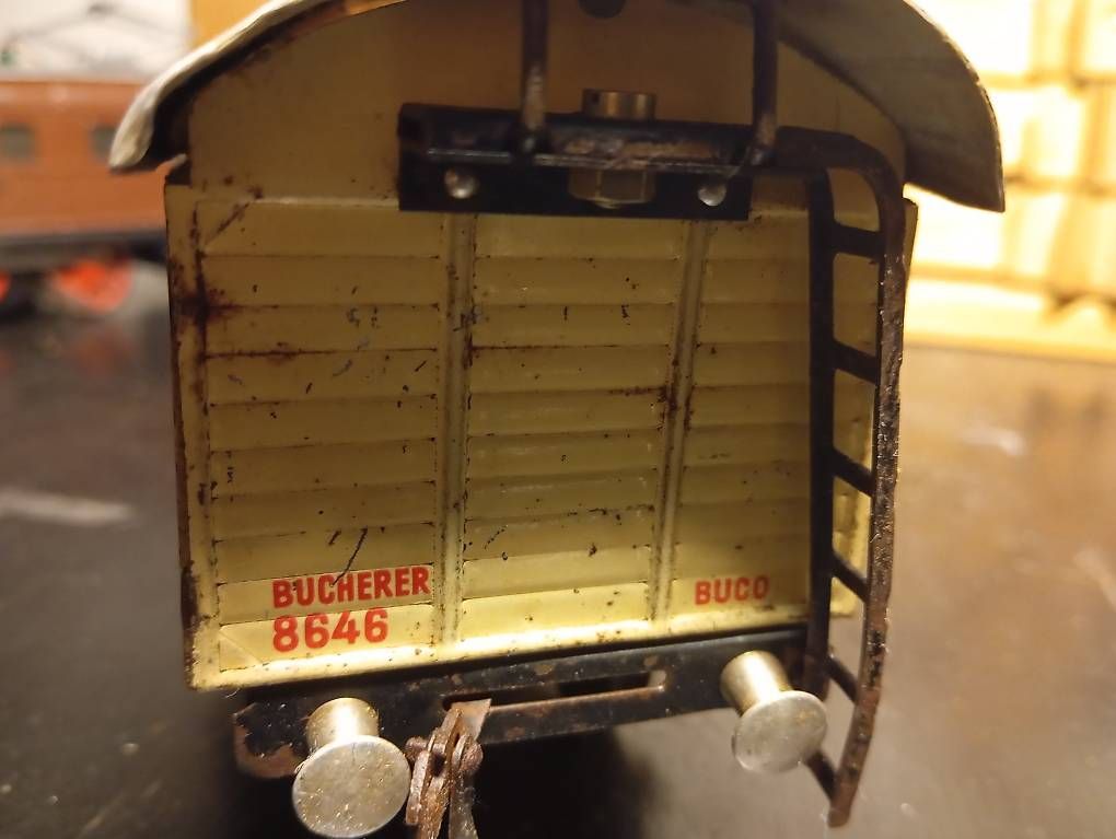SBB/CFF/FFS Modellini di ferrovie: Bell Güterwagen Spur 0 aus Blech – Usato da Basel venduto da Petergunn 2