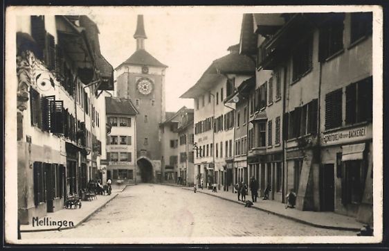 Cartoline postali: AK Mellingen, Strassenpartie am Stadttor – Usato da Berlin venduto da bartko-reher