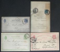 DANMARK: 6 entiers postaux O, des années 1875 à 1909