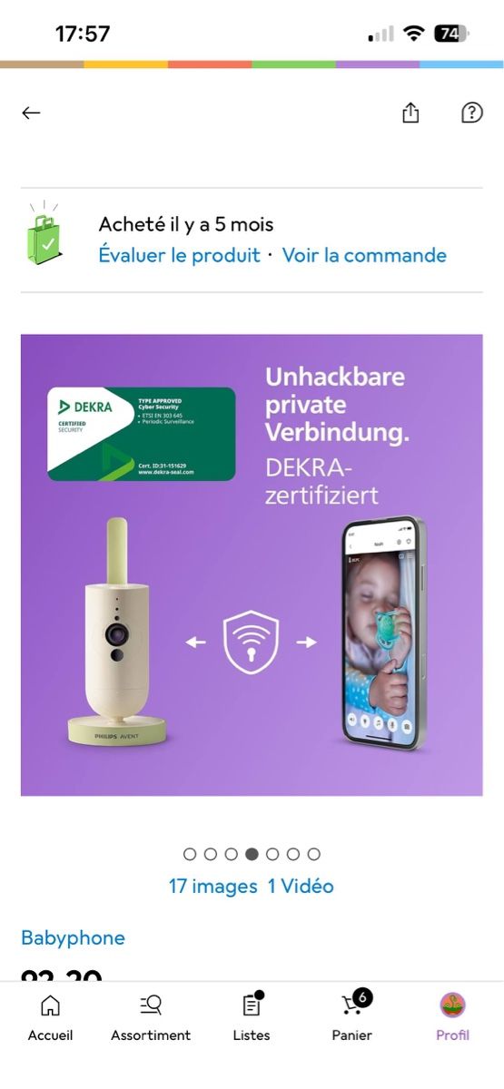 Philips Videocamere: Caméra baby phone Philips Avent  – Nuovo (secondo la descrizione) da Chêne Bourg venduto da jen_l2dl 3