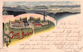Bachtel ZH // 1901 Litho Gruss vom Bachtel Aussichtsturm