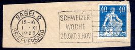HELVETIA MIT SCHWERT MIT WERBESTEMPELT AUF FRAGMENT - DI237