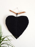 Makramee Blätt schwarc Modern Feder boho Dekor