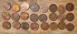2 Pfennig Münzen Deutschland BRD Münze 24 Stück diverse jahr