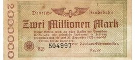 Deutsche Reichsbahn 2 Mil. Mark 20.08.1923 VZ