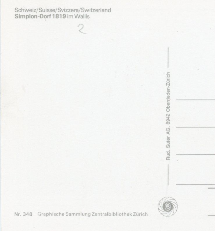 Cartes postales: Simplon-Dorf   VS     um  1 8 1 0 – D'occasion à Brig par Valcards54 1