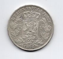 (1565) Belgien, 5 Francs 1876, vz+
