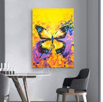Acrylbild Schmetterling gelb lila abstrakt