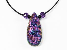 Aura Achat Anhänger(Titan beschichtet) mit Amethyst Perlen