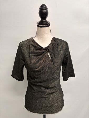 H&M Glitzer Shirt Gr. 36 Viskose Bronze schwarz