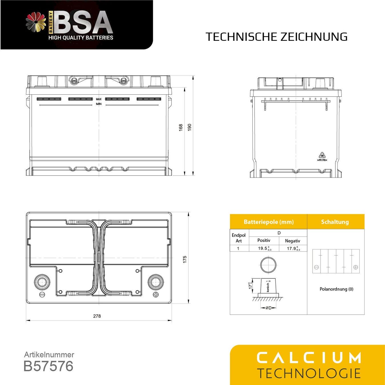 Batterie: BSA Performance Autobatterie 75Ah 12V – Nuovo e nell'imballaggio originale da Bottighofen venduto da zaap 3