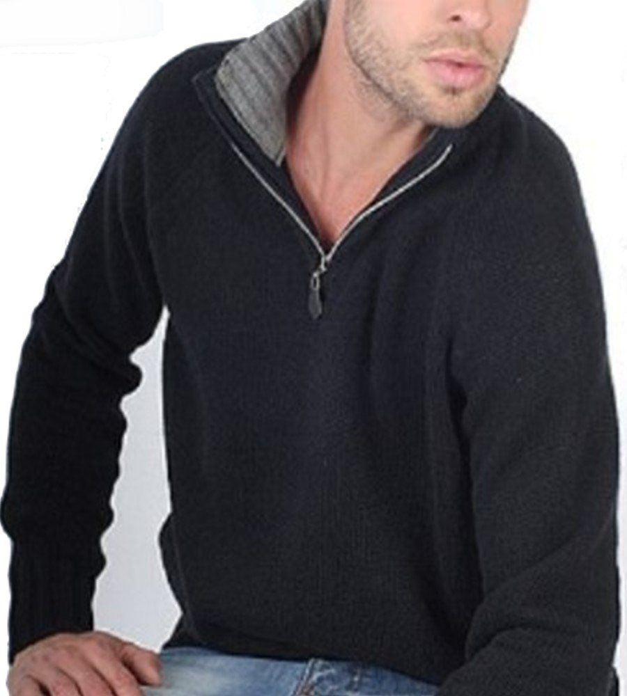 Maglioni & Felpe: Kaschmir Pullover Herren anthrazit/grau 100% Kaschmir Troyer – Nuovo e nell'imballaggio originale da Ulrichstein venduto da Balldiri-since-1989
