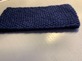 Warmes, blaues Stirnband , handgestricktes UNIKAT