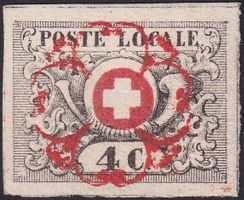 Waadt 4, fantastische, fehlerfreie Marke mit Zentrumsrosette