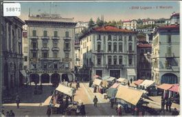 Lugano -  Il Mercato - animee - Litho