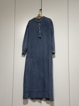 Jeans-Kleid lang Grösse S/M (42) blauer Denim guter Zustand