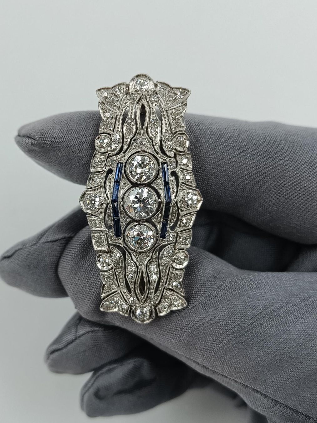 Spille & Fermagli: BROSCHE "ART DECO STIL" MIT DIAMANTEN, 950 PLATIN – Usato da Luzern venduto da EdiGem 8