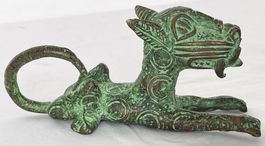 feiner alter Leopard Bronze Benin Länge 15,5 cm