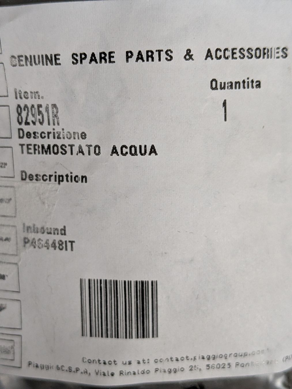 Vespa Tutti pezzi di ricambio per scooter: Vespa Thermostat – Nuovo e nell'imballaggio originale da Tagelswangen venduto da Rex600 1