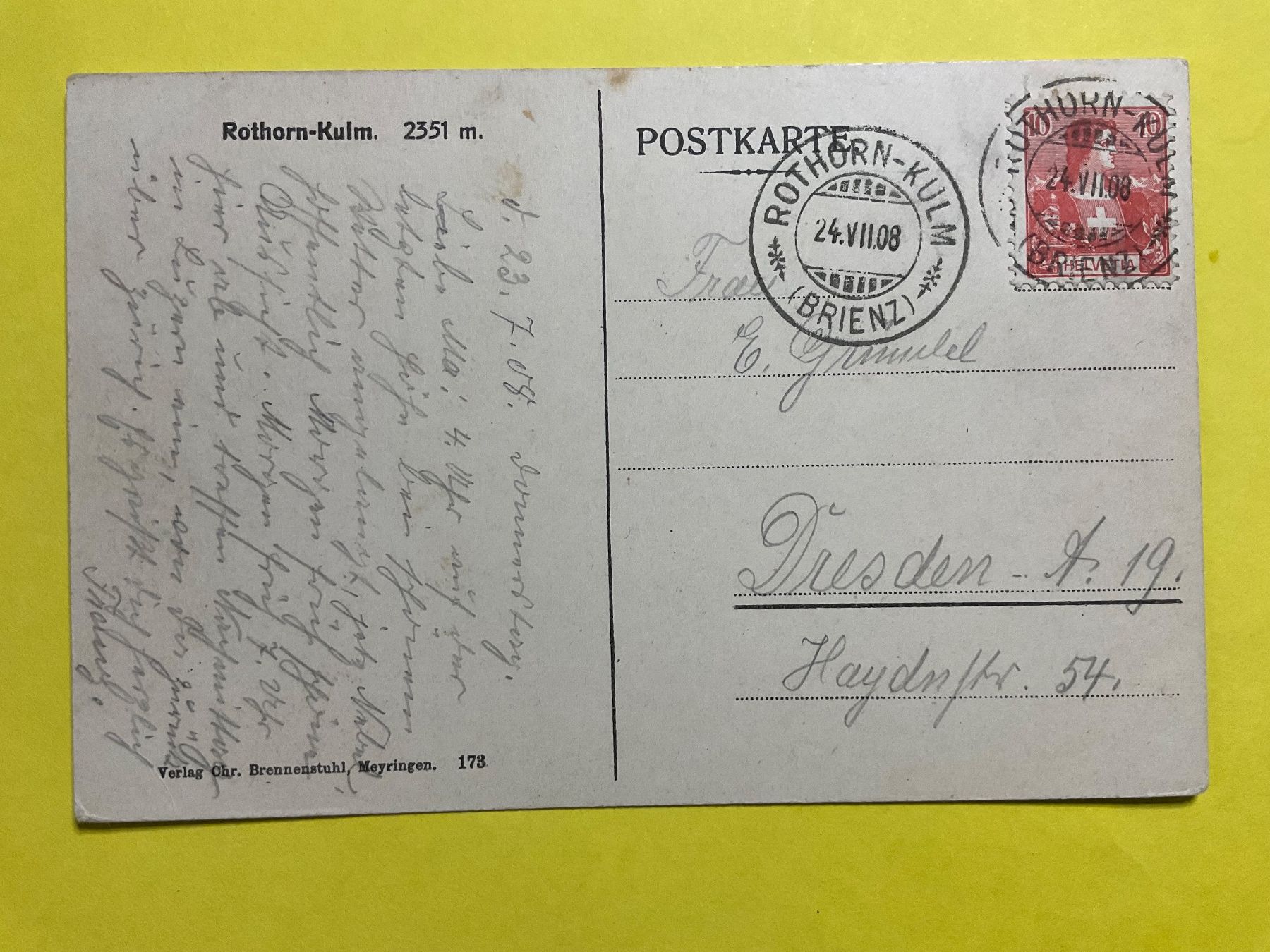Cartes postales: AK Rothorn Kulm 1908 – D'occasion à Zürich par tol_b7c7 1