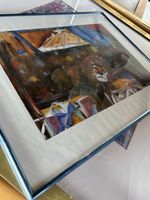 Aquarell Löwe Motiv gerahmt signiert datiert 1995