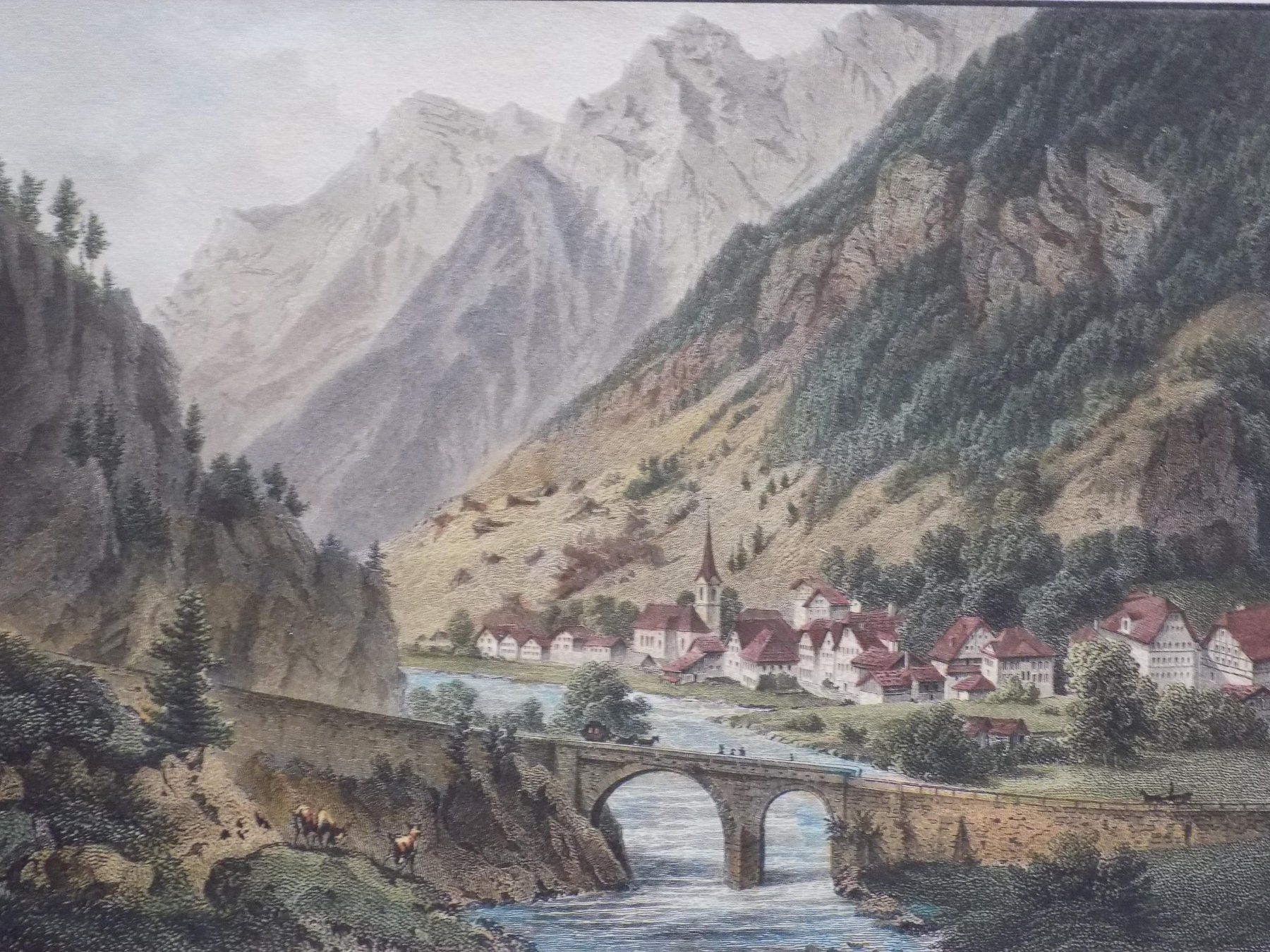 Gravures: Amsteg koloriert Rohbock – D'occasion à Risch par Antikfee 1