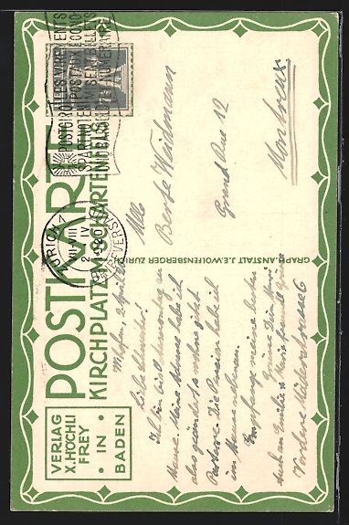 Cartoline postali: Baden, Kirchplatz mit Burg Schartenfels – Usato da Berlin venduto da bartko-reher 1