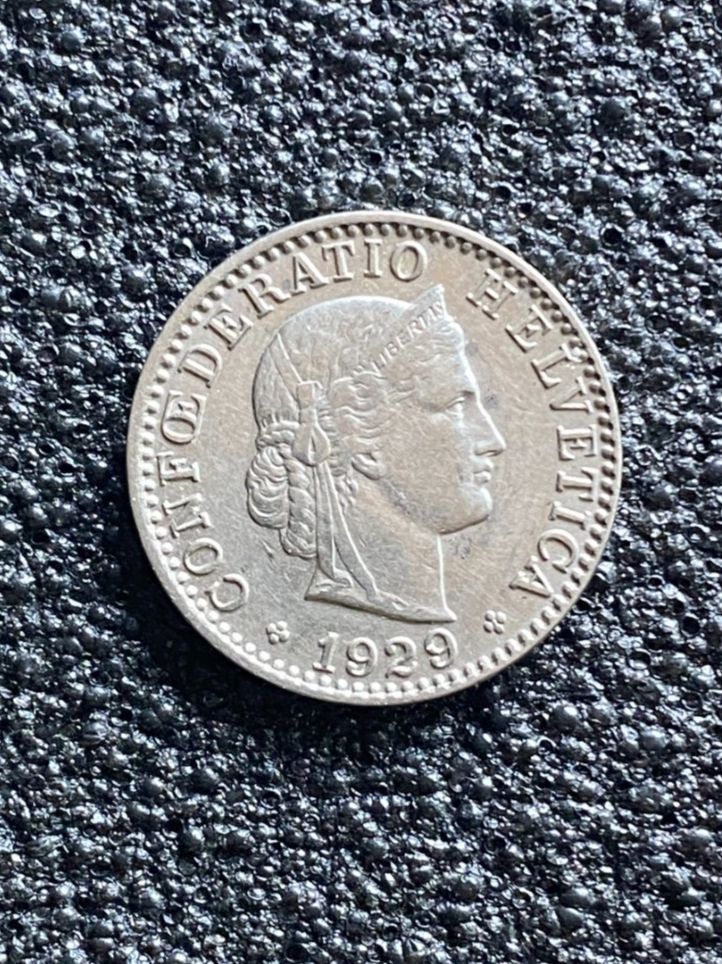 Alle Münzen: 20 Rappen 1929 – Gebraucht aus Hünenberg von Ecila