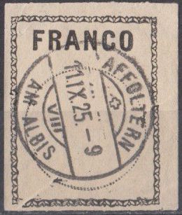 Alle Briefmarken: Francozettel SBK 1C mit ST Affoltern a/A, mit Abart – Gebraucht aus Bürglen TG von StampGraf