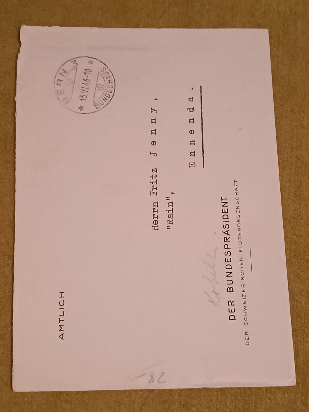 Autografi: Karl Kobelt - alt Bundesrat - handsigniert – Usato da Menziken venduto da Artographs 1