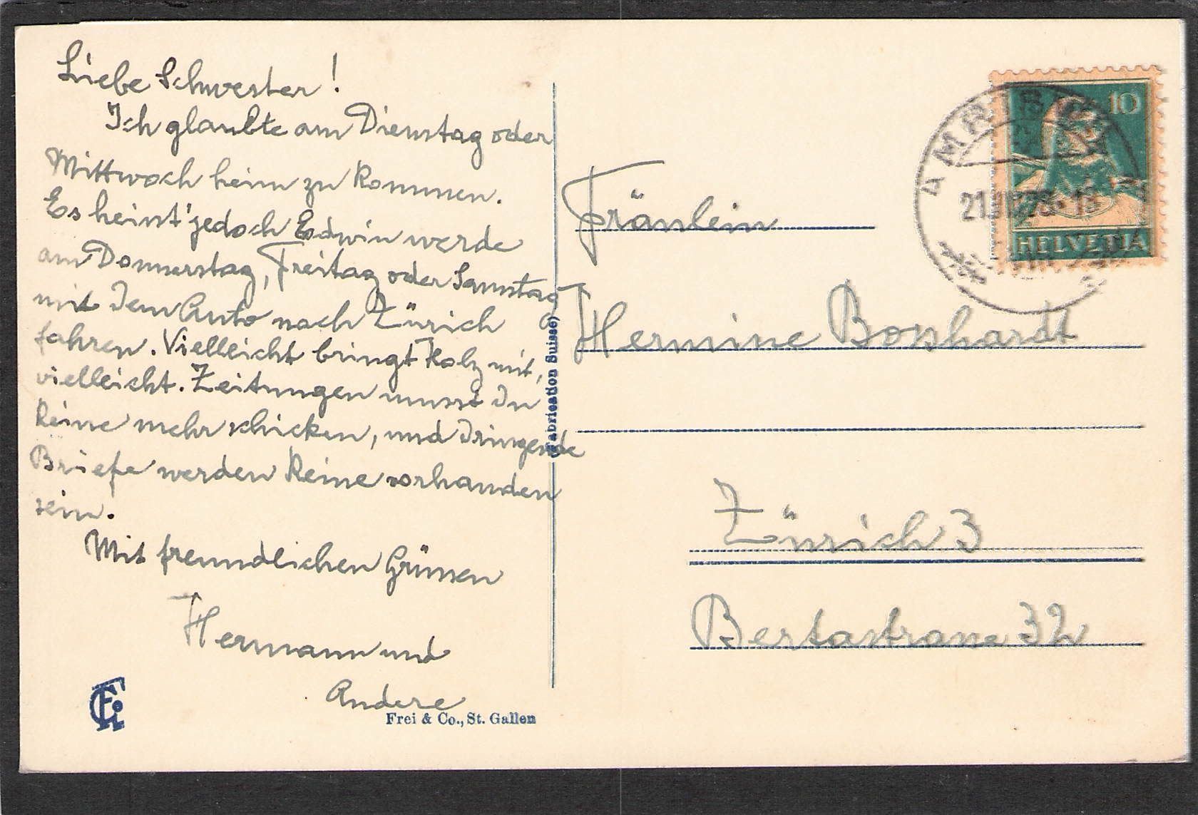 Cartoline postali: AK TG , Amriswil , 1928 – Usato da Reichenburg venduto da ibiza18 1