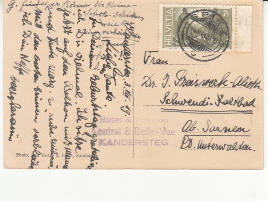 Cartoline postali: Kandersteg 1919 – Usato da Bürglen TG venduto da StampGraf 1