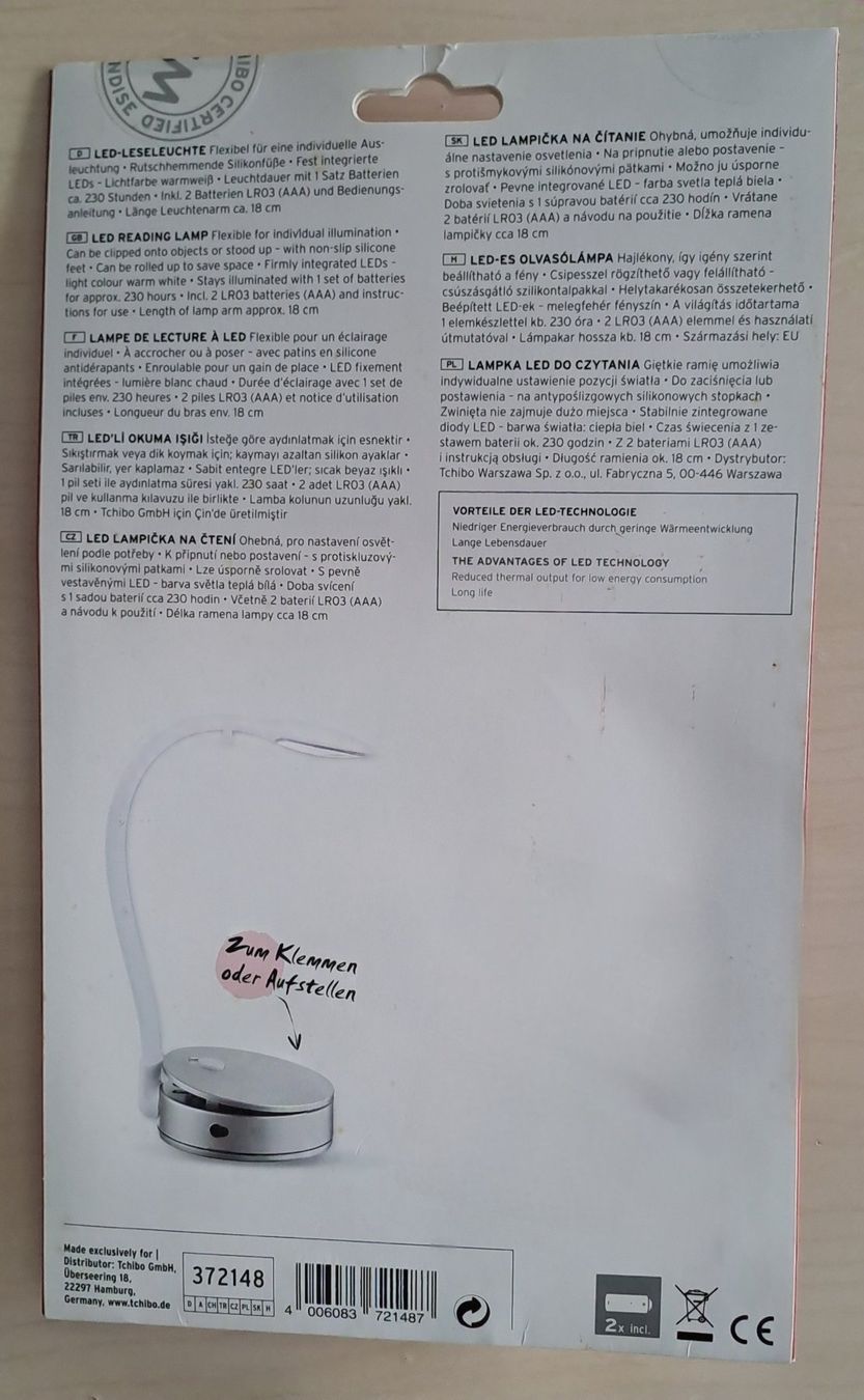 Lampade: LED-Leseleuchte zum Aufstellen oder Klemmen – Nuovo e nell'imballaggio originale da Feuerthalen venduto da kigo87 1