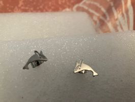 Ohrstecker Edelstahl, silberfarben Sujet "Delphin" 1x1.5cm