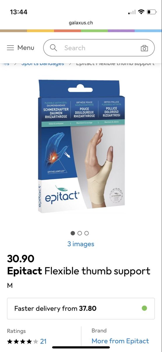 Protezioni & Imbottiture: Epitact Flexible Thumb Support, Size M – Nuovo (secondo la descrizione) da Neuchatel venduto da shi_9fzw 5