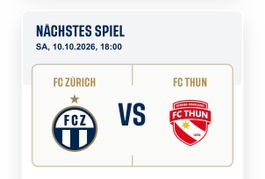 1x D30 Ticket FC Zürich - FC Thun 10.10.2026 D SüdK FCZ