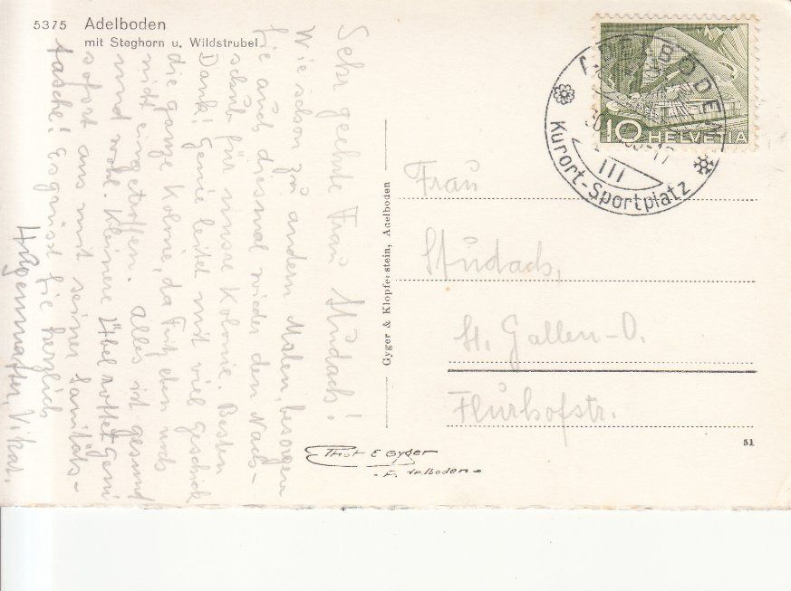 Ansichtskarten: Adelboden 1953 – Gebraucht aus Bürglen TG von StampGraf 1