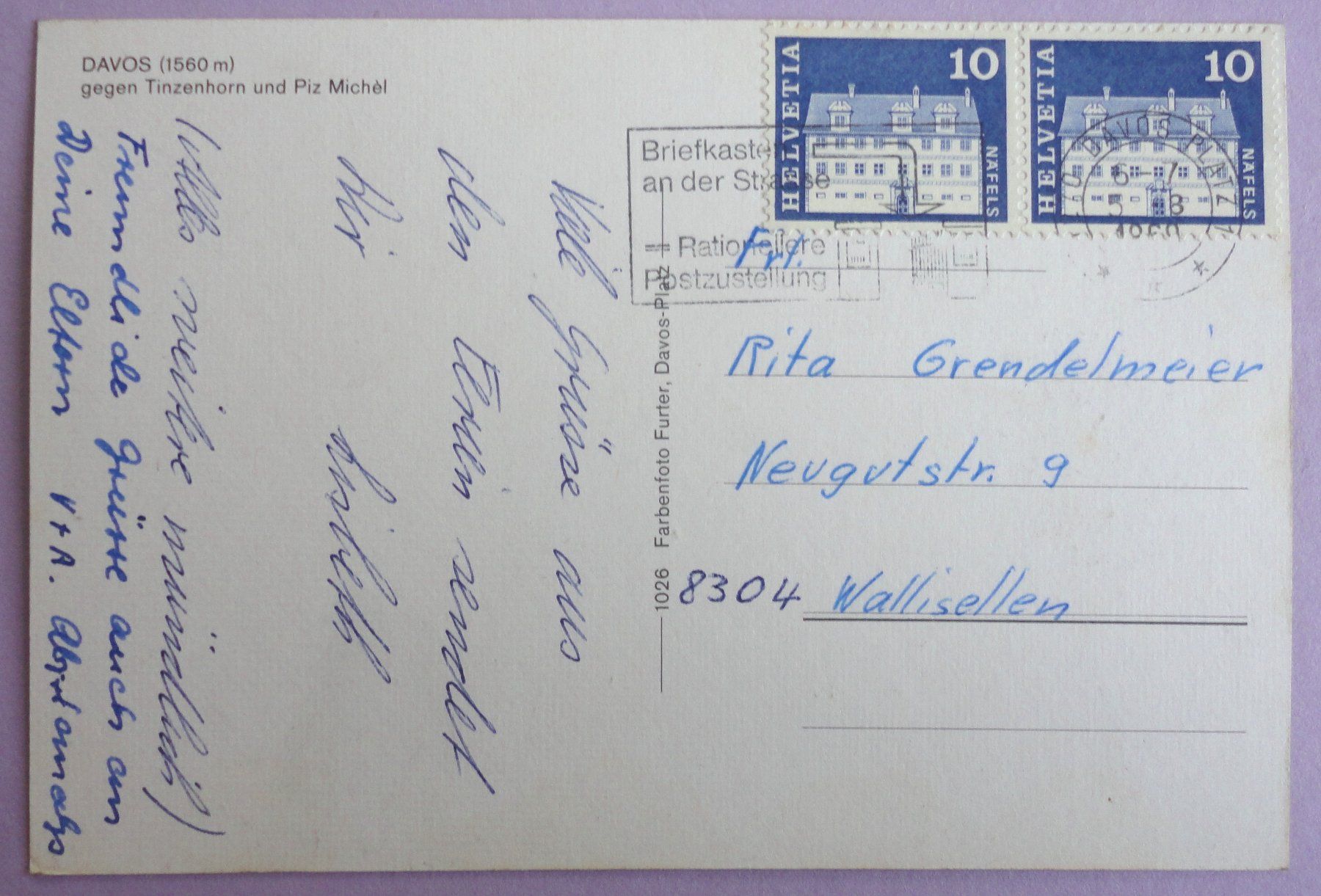 Cartoline postali: Davos (1560 m) – Usato da Fétigny venduto da Billy2miny 1