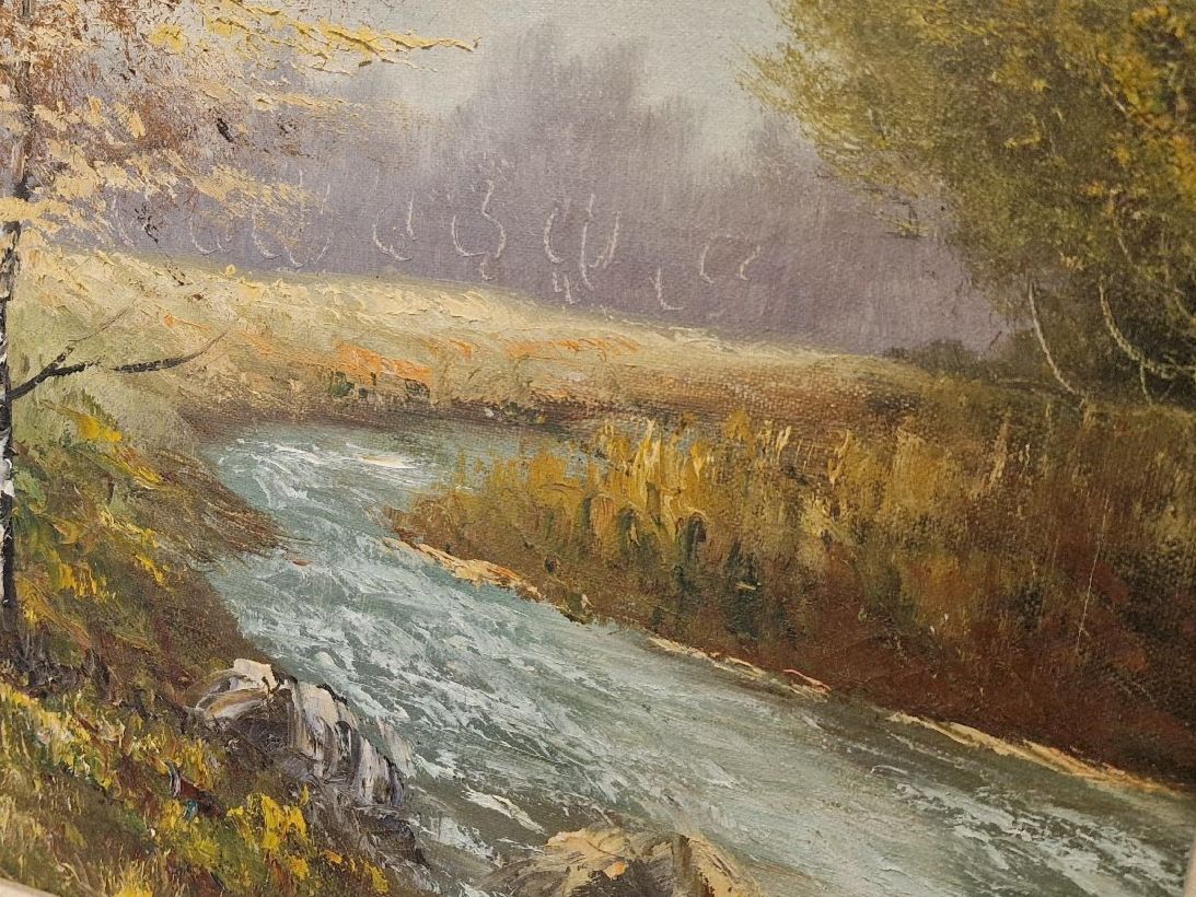 Tableaux: Gemälde, Flusslandschaft im Herbst, signiert – D'occasion à BERN par Intarsia