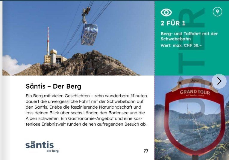 Säntis 2 für 1 Gutschein Swiss Coupon Pass 2025 (Neu (gemäss ...