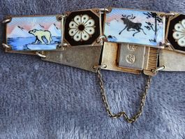 Vintage David Andersen Email Sterling Armband 50er