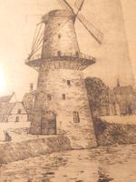 Antike Holländische Malerei. Molen. Signiert & Beschriftet