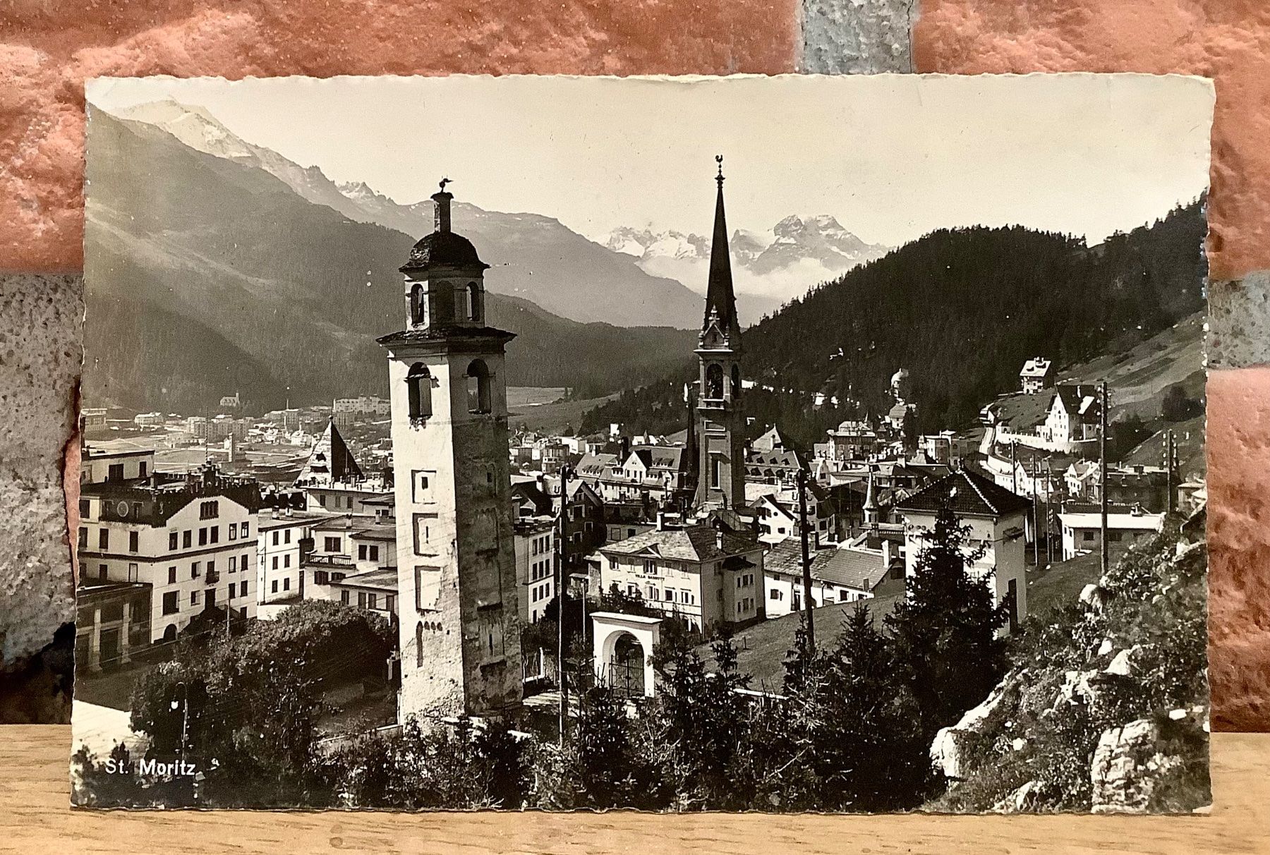 Ansichtskarten: SCHIEFER TURM von St. Moritz - Engadin – Gebraucht aus Root von ENGLAND-TREASURES