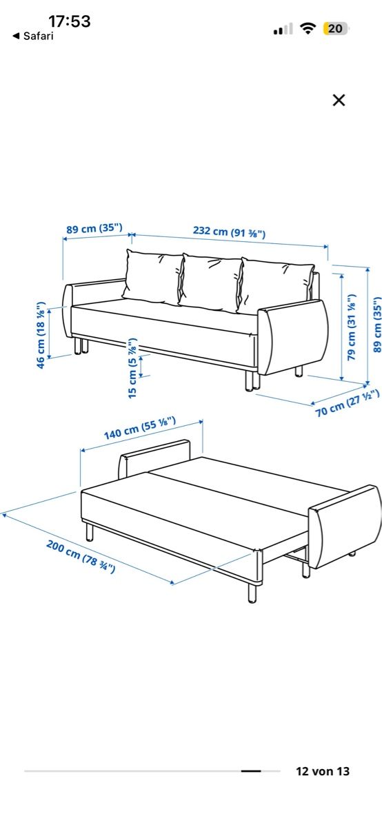 Ikea Divani: Bequemes Sofa mit Schlaffunktion und Stauraum – Usato da  venduto da  7
