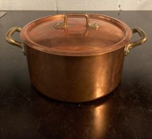 Kupfertopf mit Deckel Messinggriffe gebraucht, 16,3 cm