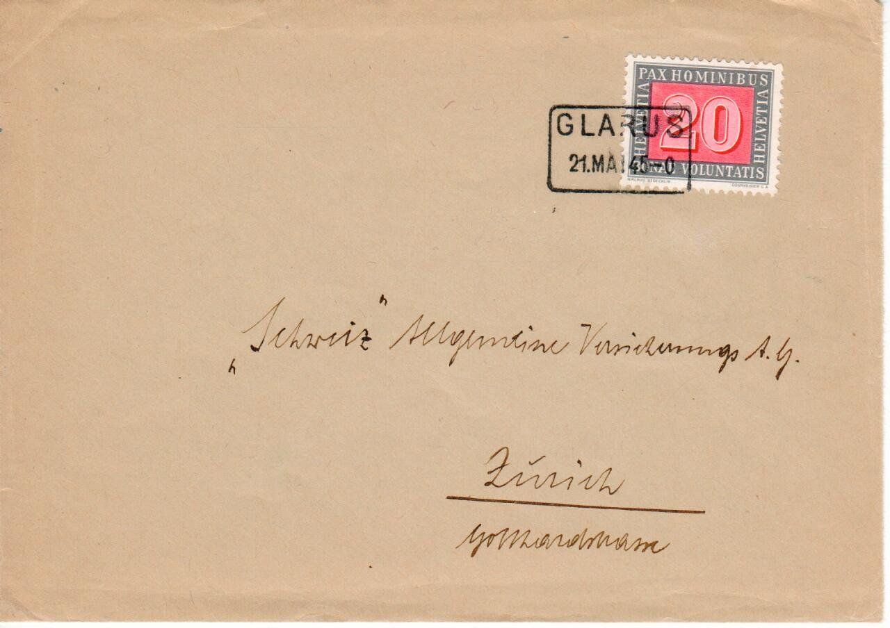 Alle Briefmarken: Glarus 1945 – Gebraucht aus Wolhusen von Curver9