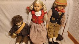 Drei Trachtenpuppen Set mit Zubehör gebraucht Zustand