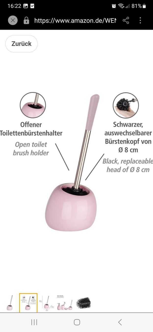 Altri accessori per il bagno: WC Bürste mit Halter Rosa/Silber, neu – Nuovo e nell'imballaggio originale da St. Gallen venduto da gab_8nvv 3
