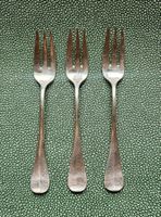 3 Dessertgabeln Jezler 800 Silber "Baquette" ca. 104 Gramm